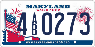 MD license plate 4AB0273