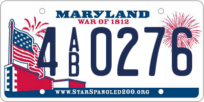 MD license plate 4AB0276