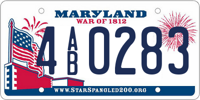 MD license plate 4AB0283
