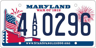 MD license plate 4AB0296