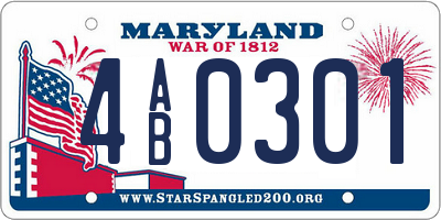 MD license plate 4AB0301