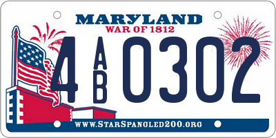MD license plate 4AB0302