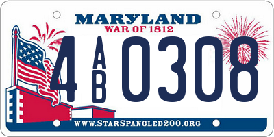 MD license plate 4AB0308