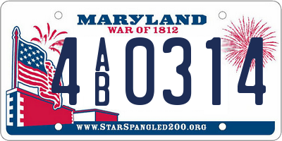 MD license plate 4AB0314