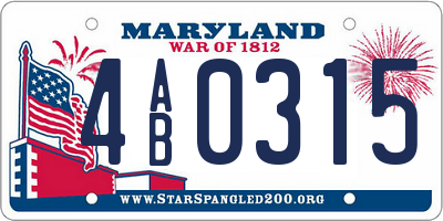 MD license plate 4AB0315