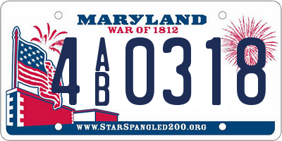 MD license plate 4AB0318