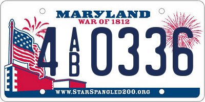 MD license plate 4AB0336