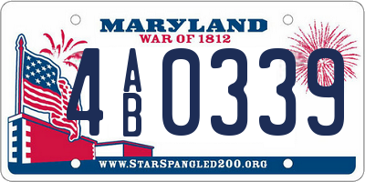 MD license plate 4AB0339