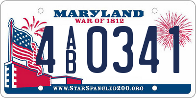 MD license plate 4AB0341