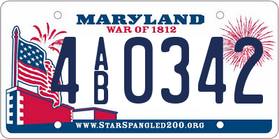 MD license plate 4AB0342