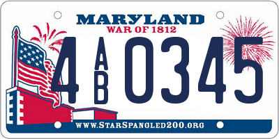 MD license plate 4AB0345