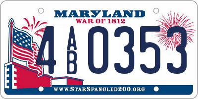 MD license plate 4AB0353