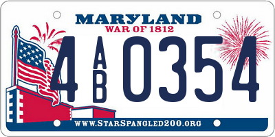 MD license plate 4AB0354