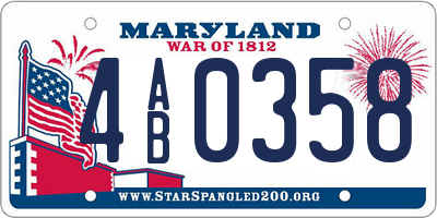 MD license plate 4AB0358