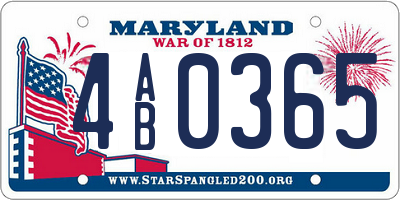 MD license plate 4AB0365