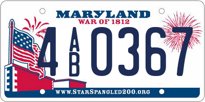 MD license plate 4AB0367