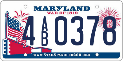 MD license plate 4AB0378