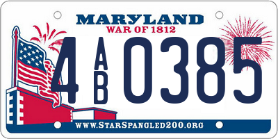 MD license plate 4AB0385