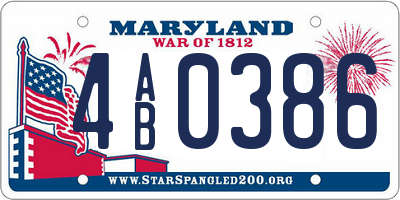 MD license plate 4AB0386