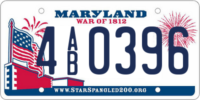 MD license plate 4AB0396