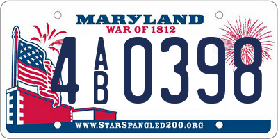 MD license plate 4AB0398