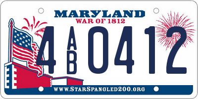 MD license plate 4AB0412