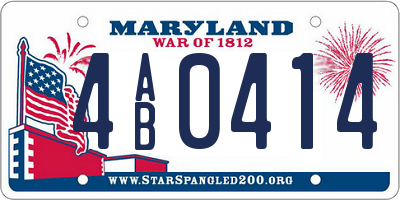 MD license plate 4AB0414