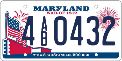 MD license plate 4AB0432