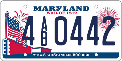 MD license plate 4AB0442