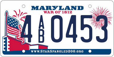 MD license plate 4AB0453