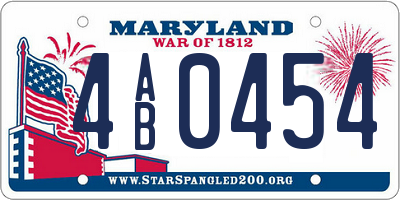 MD license plate 4AB0454