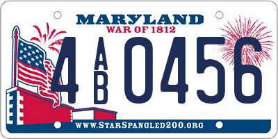 MD license plate 4AB0456