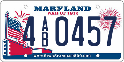 MD license plate 4AB0457