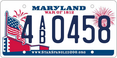 MD license plate 4AB0458