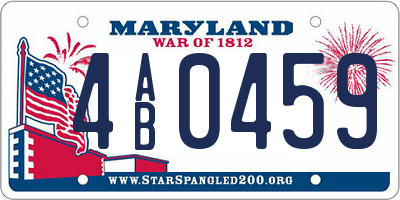 MD license plate 4AB0459