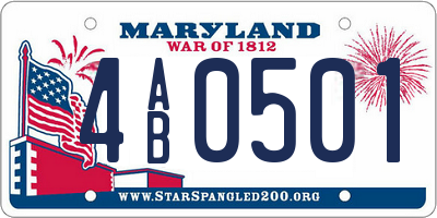 MD license plate 4AB0501