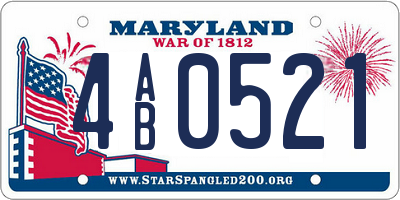 MD license plate 4AB0521