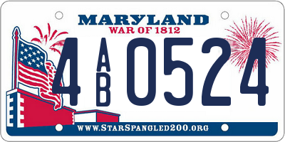 MD license plate 4AB0524