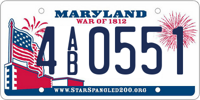 MD license plate 4AB0551