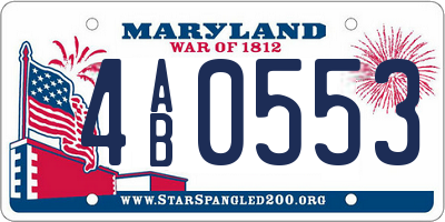 MD license plate 4AB0553