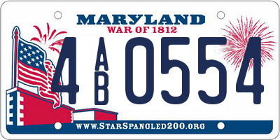 MD license plate 4AB0554