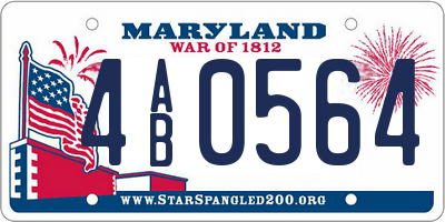 MD license plate 4AB0564