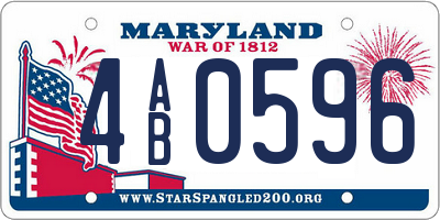 MD license plate 4AB0596