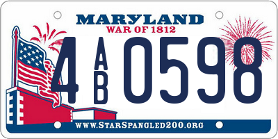 MD license plate 4AB0598