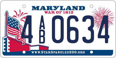 MD license plate 4AB0634