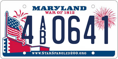 MD license plate 4AB0641