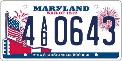 MD license plate 4AB0643