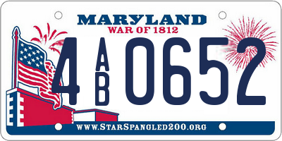 MD license plate 4AB0652