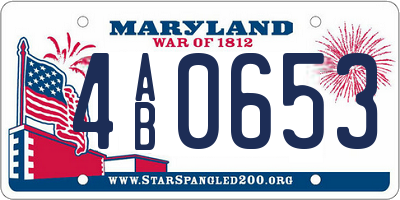 MD license plate 4AB0653