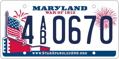 MD license plate 4AB0670